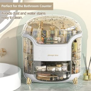 Boniry Makeup Organizer Box | Countertop Cosmetic Organizer for Woman | Transparent Clear Makeup Organizer Box | Organize for Cosmetic Products (White)